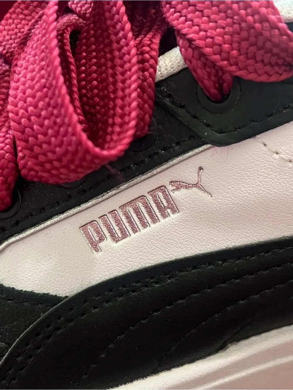 PUMA Karmen II IDOL Platform Sneakers Black White Fuschia Laces Sz 6 BIG KIDS